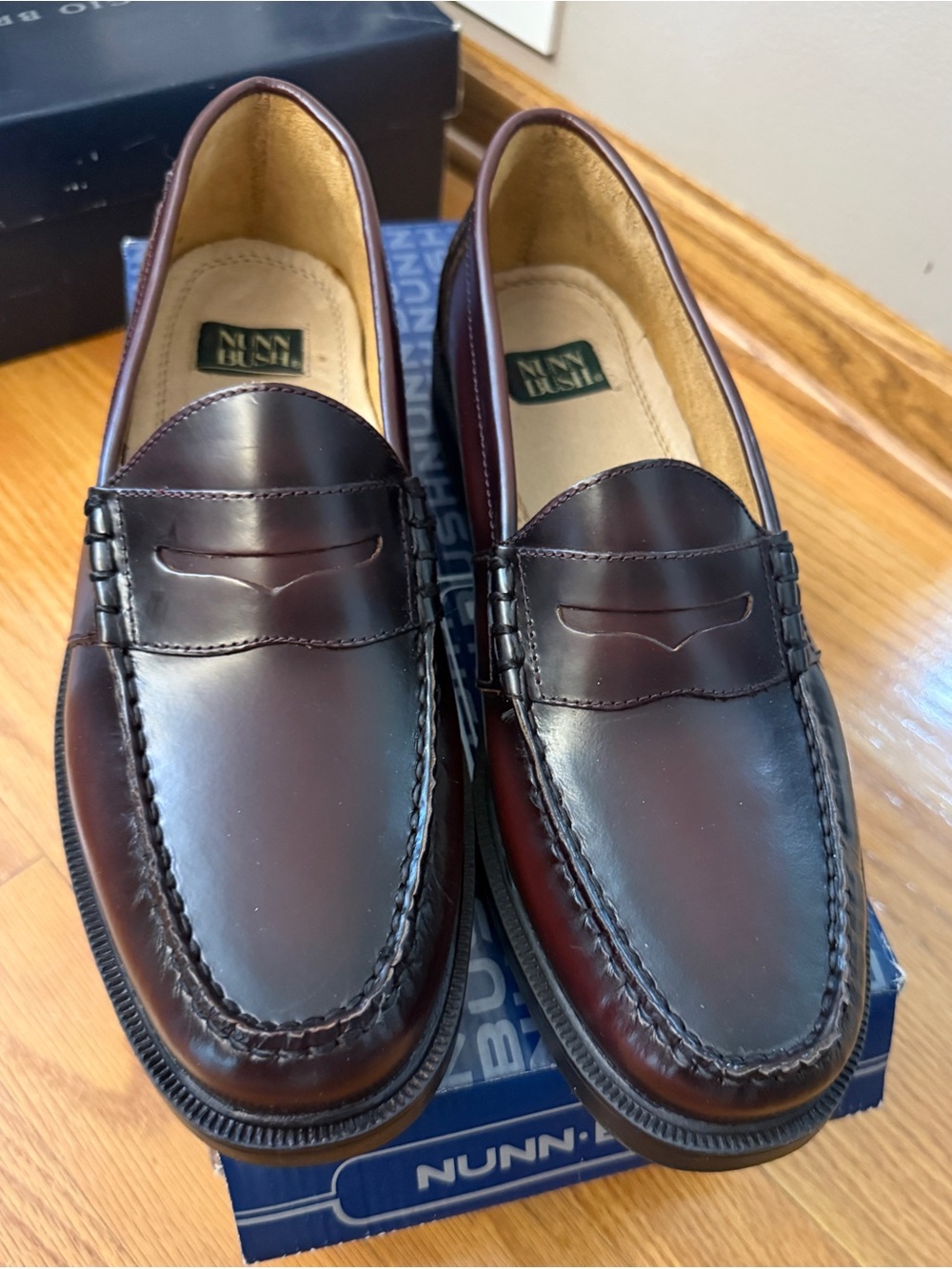 Nunn Bush Men’s Dark Burgundy Leather Penny Loafers